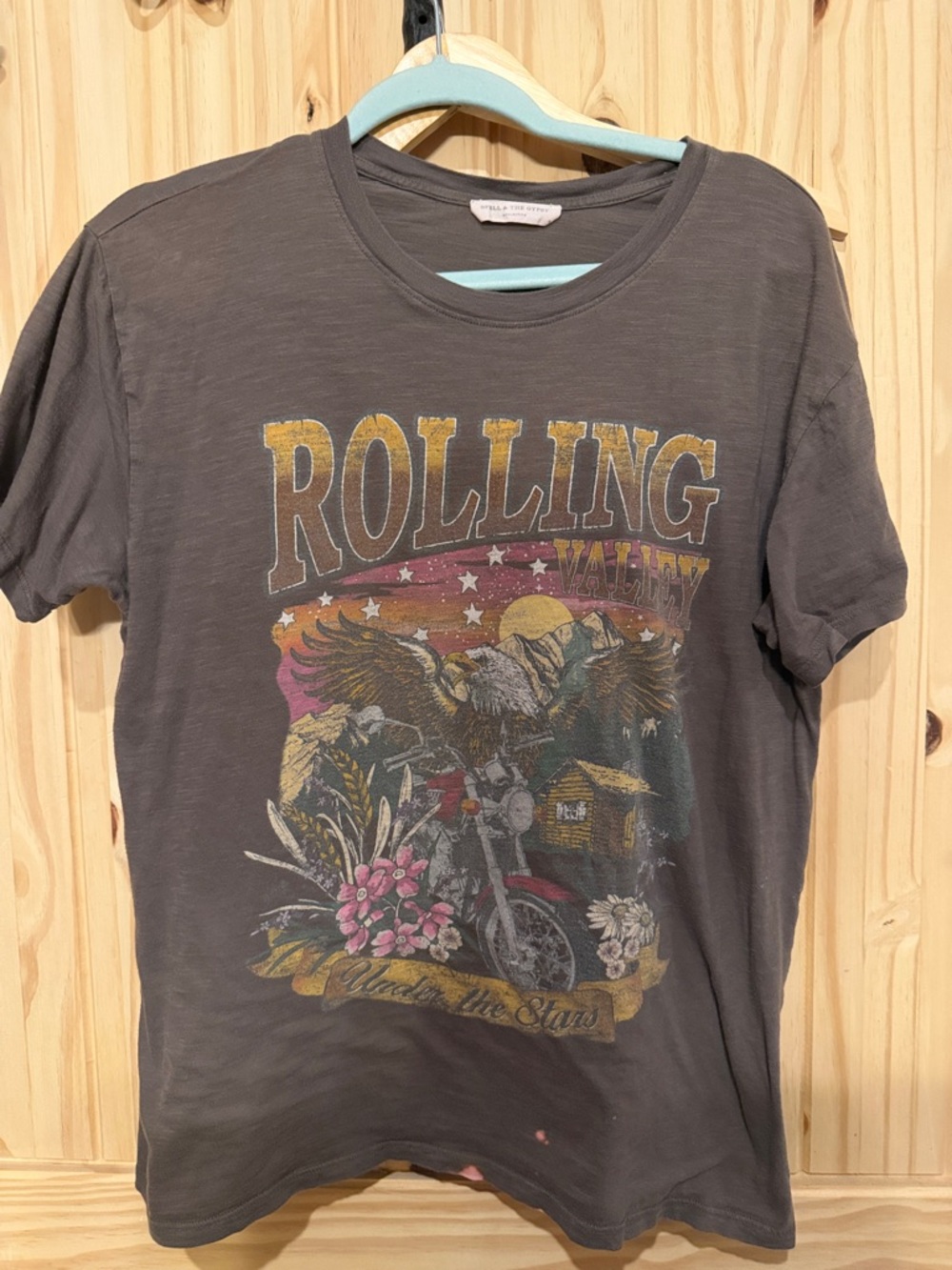 Spell Rolling Valley Graphic Tee - Charcoal Gray with Multicolor Print